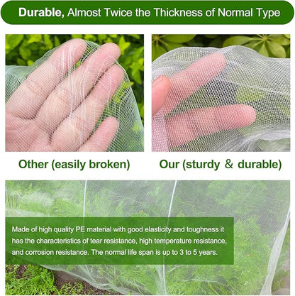Garden Netting, Jevrench Durable Ultra Fine Garden Netting, Garden Plant Cover Row Cover Makes Plants, Vegetables, Fruits, and Flowers Grow Better (10ft x 35ft)
