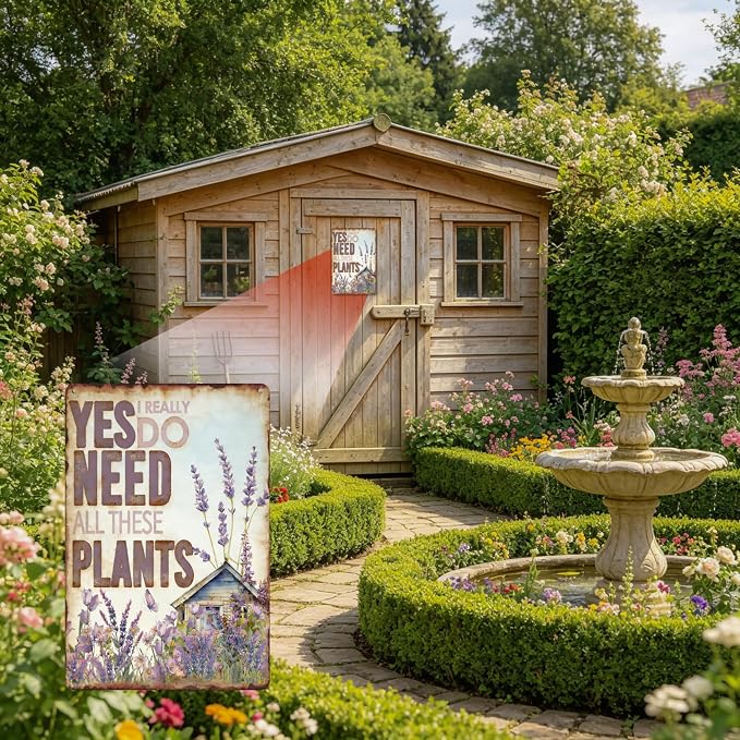 Funny Garden Metal Signs, Vintage Outdoor Wall Decor 8x12 Inch | Yes I Really Need All These Plants, Weatherproof Aluminum Sign for Patio Yard Greenhouse, Gift For Gardeners