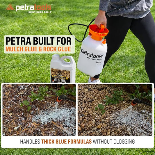 PetraTools LOCKSCAPE Mulch Glue Sprayer 1 Gal - Standard Kit (HD101) | Pump sprayer for mulch glue, rock glue, landscape adhesive, fertilizer, weed killer and lawn and garden chemicals