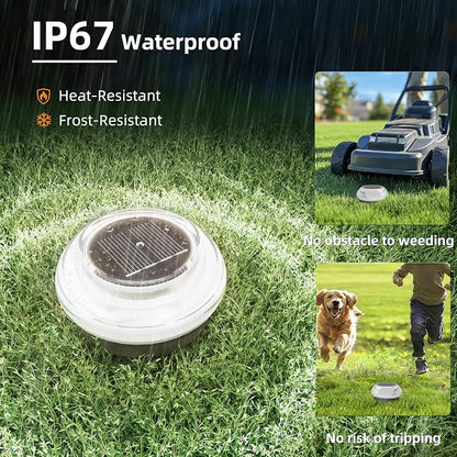 VOLISUN Mini Solar Pathway Lights Outdoor,3 Pack Flat Solar Ground Lights,IP67 Waterproof Solar Powered Disc Lights,Landscape Lighting for Garden Yard Walkway Luces Patio Driveway,Cool White