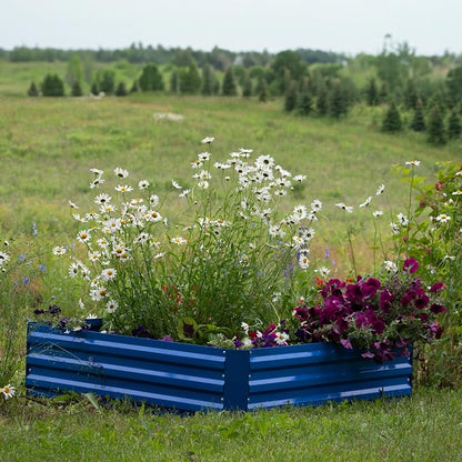 Sunnydaze Galvanized Raised Garden Bed - Outdoor Planter Box for Backyard or Patio - Steel Metal Raised Bed for Gardening Vegetables, Flowers, Herbs - 47 x 47 x 12 in - Blue - Square