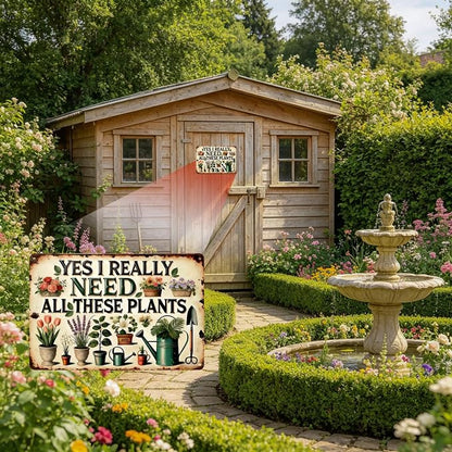 Funny Garden Metal Signs, Vintage Outdoor Wall Decor 8x12 Inch | I Really Need All These Plants, Weatherproof Aluminum Sign for Patio Yard Greenhouse, Gift For Gardeners