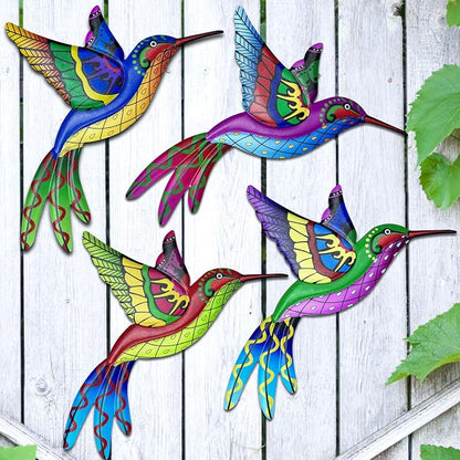 RICHIE Metal Hummingbird Wall Decor Outdoor Fence Wall Art Decor, Wall Sculpture Hanging Decoration for Garden Yard Living Room Bedroom Patio Balcony(4 Pack)