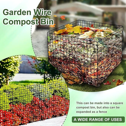 Large Compost Bin Outdoor, Square Mesh Garden Wire Compost Bin for Stacking Leaves and Yard Waste Black 36X36X28 Inches