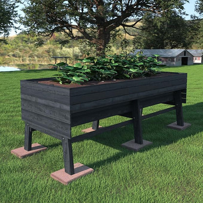 Yardenaler 6x3x2FT Raised Garden Bed with Legs, Large Outdoor Elevated Wood Planted Box with Liner for Vegetable, Flower, Backyard, Patio, Gray