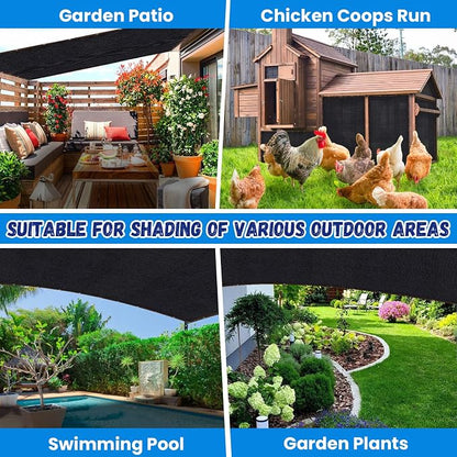 Riare 90% Black Shade Cloth- 3 x 6 FT Sunblock Garden Shade Cloth, Sun Shade Mesh Tarp with Reinforced Grommets for Greenhouse, Patio, Backyard, Garden, Plants, Pergola, Chicken Coop