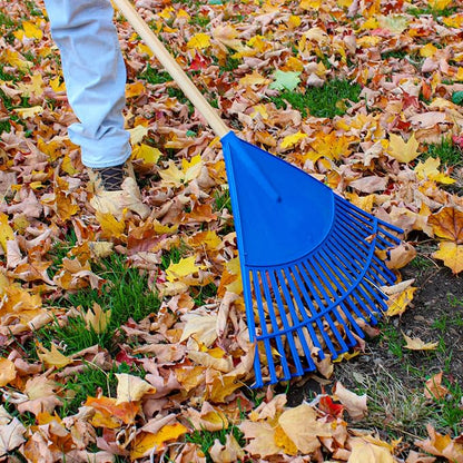 Leaf Rake – 22.5" Resin Head – 48" Hardwood Handle, Blue