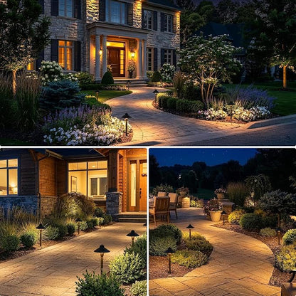 SUNVIE Low Voltage Pathway Lights 12V LED Landscape Path Lights 3000K Outdoor Waterproof Landscape Lighting 3W Aluminum Low Voltage Landscape Lights for Walkway Yard Garden ETL Listed Cord, 4 Pack