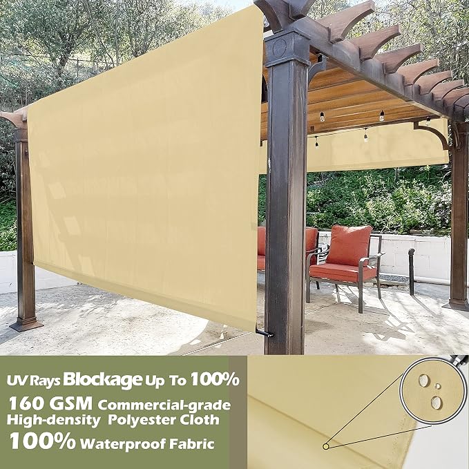 Alion Home Waterproof Pergola Cover - Universal Replacement Canopy (12' L x 8' W, Sand)