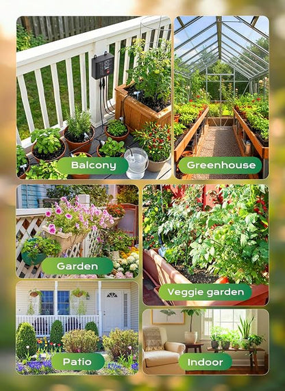 49ft Solar Drip Irrigation System with USB Charging for 15 Potted Plants | Plant Watering Devices, Automatic Watering System IP44 Waterproof 2200mAh for Garden Farm Greenhouse(Black)