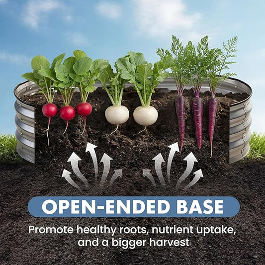 DUMOS Galvanized Raised Garden Bed, 4x2x1ft Outdoor Metal Planter Box, Heavy-Duty Planter Raised Bed for Vegetables Herbs Flowers, Oval Rustproof Flower Beds for Backyard Patio, Open Bottom