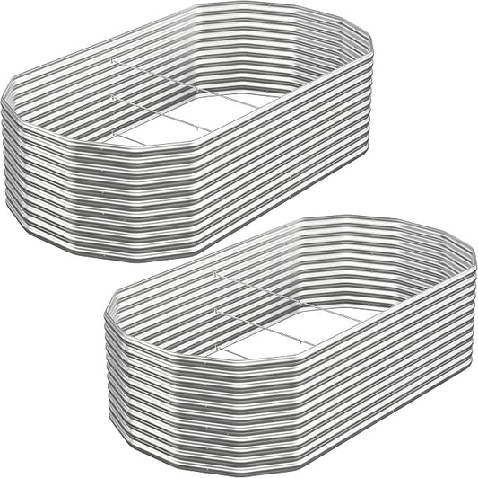 Raised Garden Bed Outdoor Upgrade Oval 2 Pack Tall 8x4FT, Galvanized Metal Garden Beds to Grow More in the Same Space, Raised Beds for Gardening Vegetables & Flowers Reinforced Design