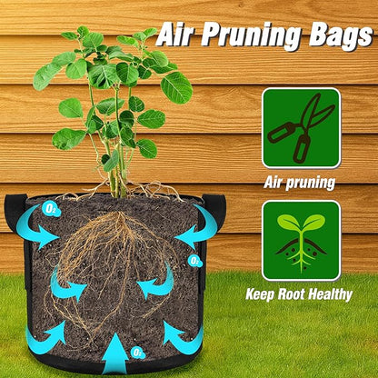 12-Pack 10 Gallon Grow Bags, Heavy Duty Fabric Pots with Handles, Reusable Plant Bags for Vegetable, Herbs & Flowers, BPA-Free, Breathable, Durable