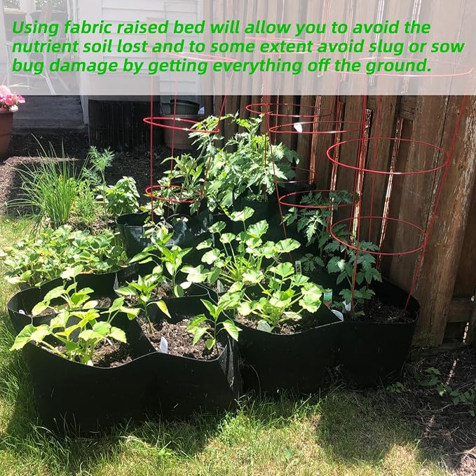 CJGQ Fabric Raised Garden Beds Outdoor, 3Pack 2X2 Ft 4 Grids Plant Grow Bags, Vegetables Planter Raised Bed for Growing Potatoes Flowers, Square Plant Growing Container Bags for Outdoor