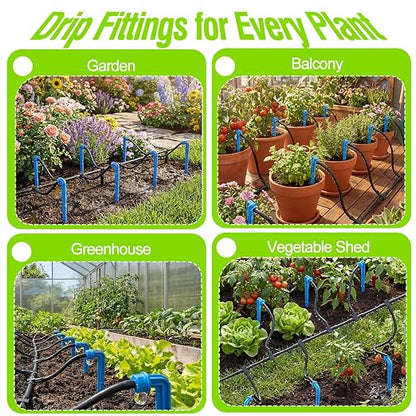 Automatic Drip Irrigation System Kit - 33ft Hose, Filter, 10 Tee Connectors & 10 Drippers, for Potted Plants