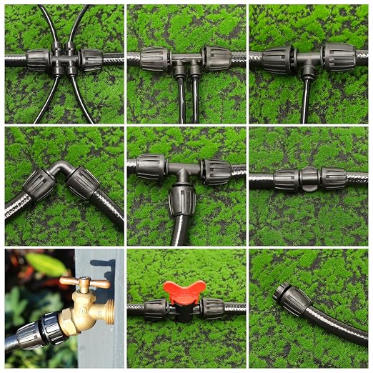MIXC 1/2 Inch Drip Irrigation Fittings Barbed Coupling 6 Pack | Fits 1/2 Inch Irrigation Tubing, Leak-Resistant, Twist-Lock Design, Durable Plastic, for Lawn/Farm Irrigation Systems