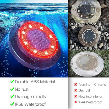 Flacchi Solar Ground Lights - Solar Powered Lights Outdoor Solar Disk Light Waterproof Landscape Light for Patio Yard Pathway Walkway Driveway (Red, 12 Pack)