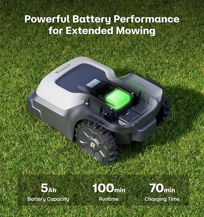 T1200Pro Robot Lawn Mower Wire-Free with Garage, Automatic Lawn Mower for 0.35 Acre, 45% Slopes, Cutting Height 3-6cm, Wireless RTK+AI Powered Robot Mower