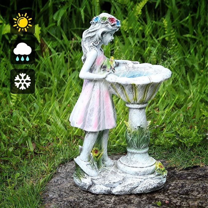 Voveexy Fairy Garden Statue, Solar Garden Angel Figurine Outdoor Decoration Waterproof Angel Sculpture for Patio Yard Lawn Porch Art Ornament Christmas Birthday Gift