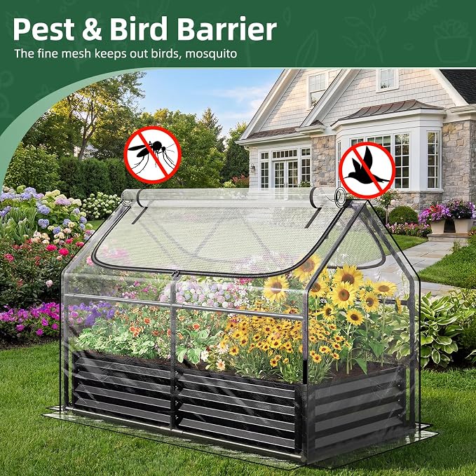 Superlele Mini Greenhouse for Outdoor, 4x2x3FT Portable Greenhouse with 2 Large Zipper Doors, Transparent PVC Cover for Plant Protection and Winter Gardening, Reinforced Frame