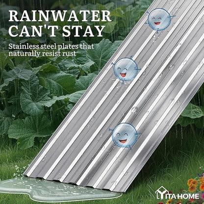 YITAHOME 6x3x2 ft Galvanized Raised Garden Bed Kit, Large Metal Planter Box with Gloves & Support Rod, Outdoor Flower Bed for Plants Vegetables, Silver Gray