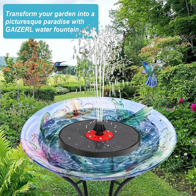 Solar Bird Bath Fountain,Upgrade 3.5W Glass Panel Solar Fountain with 2200mAh Backup Battery, Colorful LED Lights,8 Spray Mode, 4 Fixed Rods for Garden, Pond, Pool,Patio Outdoor Water Feature
