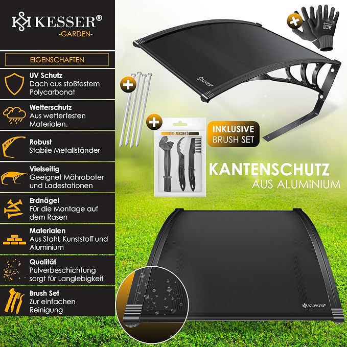 Kesser Mowing Robot Garage Roof Carport Roof for Lawn Mower Lawn Robot Car Owner Garden Weather-Resistant Mower Garage Including Mounting Material, Dimensions 82 x 103 x 47 cm