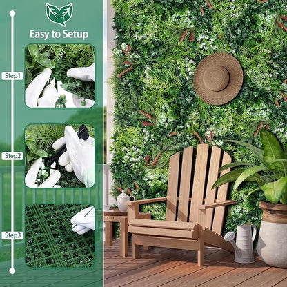 6PCS Grass Wall Panels, 20"x20" Artificial Ivy Greenery Wall Backdrop, UV-Anti Faux Boxwood Grass Panels Green Wall Decor for Garden Patio Balcony