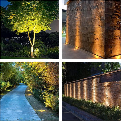 JESLED Outdoor Landscape Lights, Low Voltage In Ground Well Lights, 2 Pack | 3000K Warm White, 6W LED, 12V/24V, IP67 Waterproof, 5-Ton Pressure Resistant & 90° Beam for Driveway Decks Step Garden