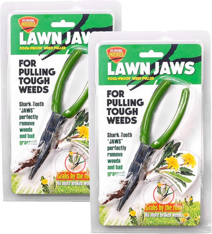 Lawn Jaws The Original Sharktooth Weed Puller Remover Weeding & Gardening Tool Weeder(2pk) -Pull from The Root Easily! Ergonomic Handheld Weeding Tool for Spring Summer Cleaning, For All Age Gardeners