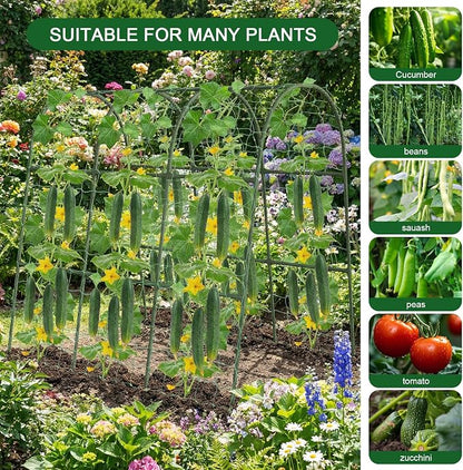 Cucumber Trellis for Raised Bed, 63"x47"x22" Garden Trellis for Climbing Plants Outdoor with Climbing Net and Plant Support Clip for Cucumber, Vegetable, Flowers