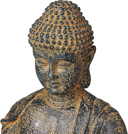 Sitting Buddha 21" High Large Zen Asian Indoor Outdoor Decor Faux Stone Floor Fountain with Light LED Standing Waterfall Water Feature for Outside Garden Patio Yard Backyard Porch - John Timberland