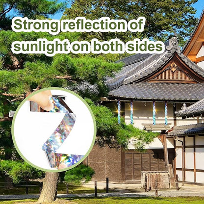 OFFO Bird Scare Tape, 820 Feet x 1 in Dual-Sided Bird Reflective Tape for Outside, Keep Birds Away from Trees, Garden, Farms, Orchard or Courtyard