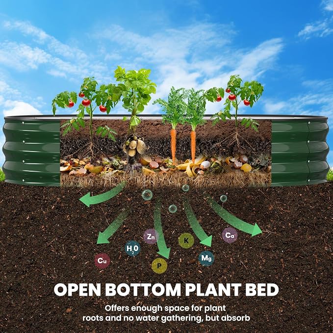 Pattiumo Galvanized Raised Garden Bed 6x3x1 FT, Oval Metal Raised Garden Bed Outdoor Planter Box with Open Bottom, Rust-Resistant Steel Garden Bed for Vegetables Herbs Flowers, Easy Assembly