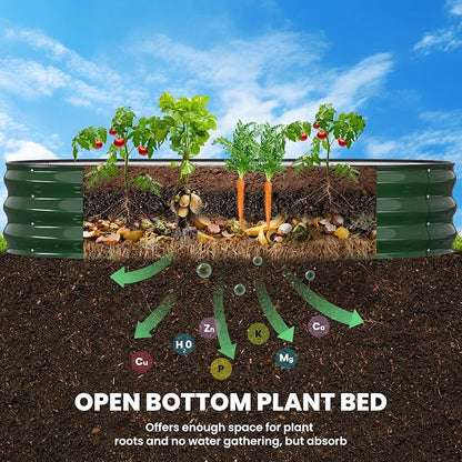 Pattiumo Galvanized Raised Garden Bed 6x3x1 FT, Oval Metal Raised Garden Bed Outdoor Planter Box with Open Bottom, Rust-Resistant Steel Garden Bed for Vegetables Herbs Flowers, Easy Assembly