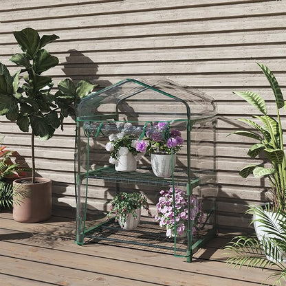 2 Tier Mini Greenhouse - Portable Greenhouse with Steel Frame and PVC Cover for Indoor or Outdoor - 27 x 19 x 37.5-Inch Green House by Pure Garden