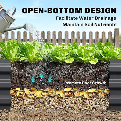 Outsunny Galvanized Raised Garden Bed, 8' x 3' x 1' Metal Planter Box, for Growing Vegetables, Flowers, Herbs, Succulents, Gray