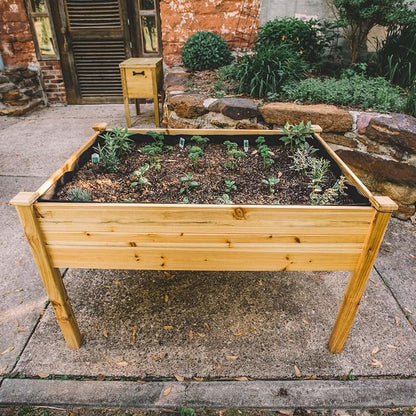 Backyard Expressions 48"x34" Raised Garden Bed - Elevated Wood Planter Box for Healthy Plant Growth, 440 lb Capacity - Natural Color