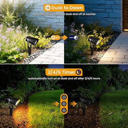 Low Voltage Landscape Lighting Kit, 6W Landscape Lights with 100W Transformer 66FT UL-Listed Wire & Connectors, 3000K Waterproof Outdoor Spotlight Lights for Yard House Tree 12V-24V 8Pack