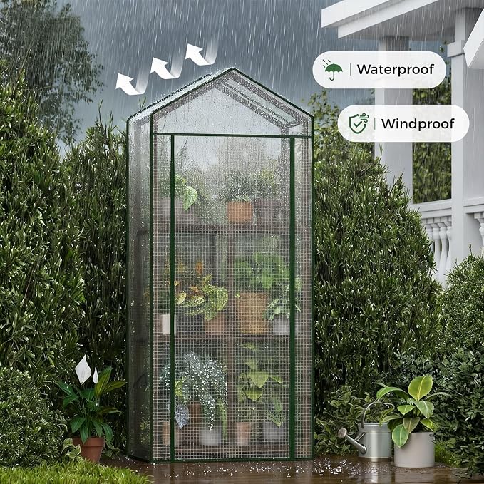 Bamworld Greenhouse 3-Tier Stand with PE Cover for Seedling Gifts for Women