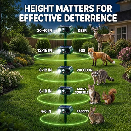 2026 Sonic Fortress Pro Deer Repellent Devices, Solar Ultrasonic Racoon Squirrel Repellent Outdoor Motion Activated Animal Repeller Cat Deterrent Light to Scare Rabbit Skunk Dog Out of Garden Yard(4)
