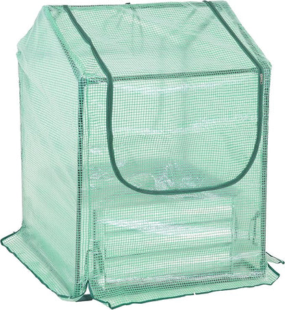 Sunnydaze Steel Raised Garden Bed with Mini Greenhouse - Outdoor Greenhouse Kit - 2 Zippered Doors - 2' x 2' - Green