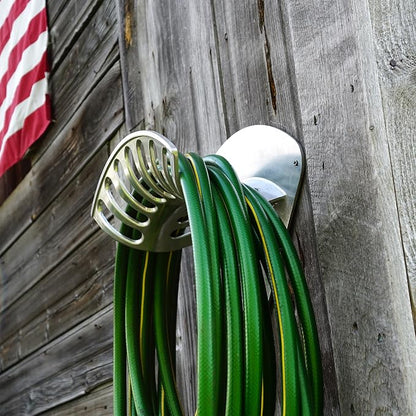 Hose Reel - Heavy Duty Aluminum Water Hose Hanger Wall Mount - Water Hose Holder for 100ft 1/2" Hoses - Hose Rack for Outside - Water Hose Holders for Outside by Kings County Tools