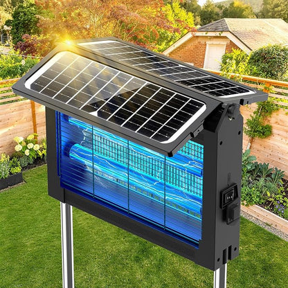 Solar Bug Zapper Outdoor, 4500V Mosquito Zapper with Dual Solar Panels | Auto On/Off, IPX5 Waterproof Mosquito Killer For Backyard, Patio, Garden, Camping And Up To 1/2 Acre Coverage