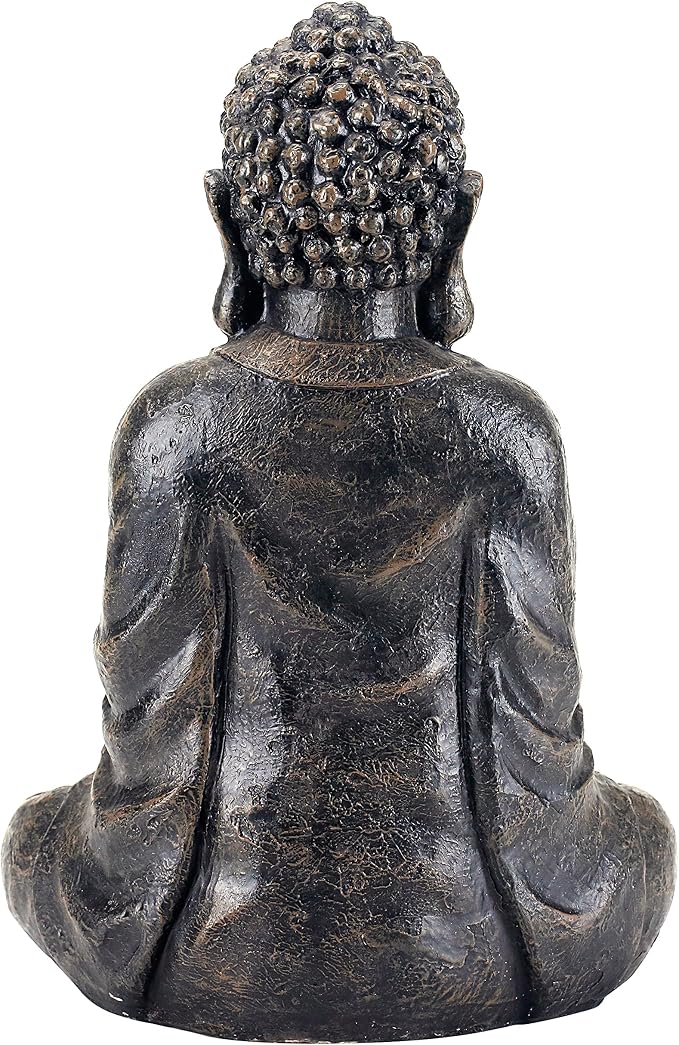 MyGift 11.5 Inch Sitting Buddha Statue, Gray Resin Meditation Figurine for Zen, Yoga, Prayer, Altar, Garden, or Spiritual Home Décor