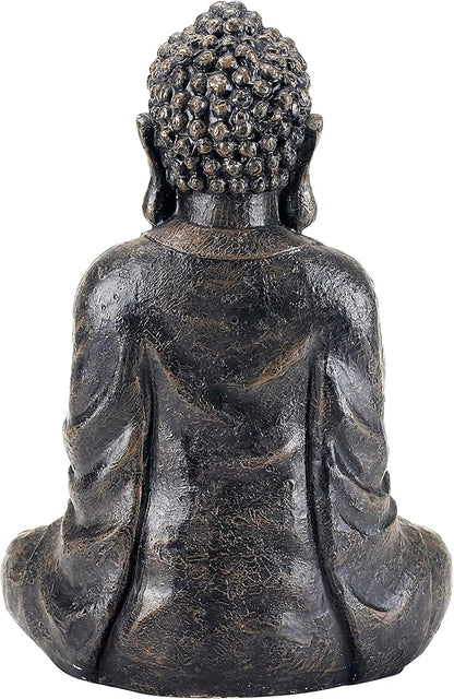 MyGift 11.5 Inch Sitting Buddha Statue, Gray Resin Meditation Figurine for Zen, Yoga, Prayer, Altar, Garden, or Spiritual Home Décor