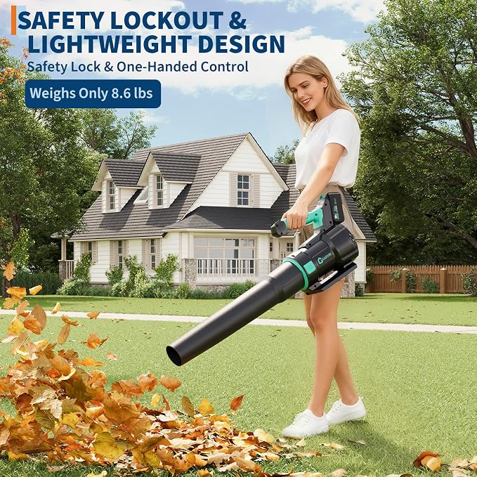 DEXSO Cordless Leaf Blower - 650 CFM / 200 MPH2 Speed 21-Volt Lithium-ion 4.0Ah Battery and Charger Included