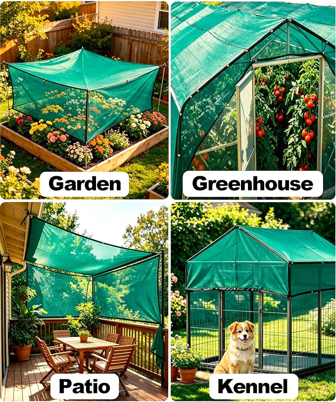 40% Green Shade Cloth 12ft x 36ft Sun Shade Netting with Grommets | UV Protected Waterproof Garden Plant Cover for Patio, Pergola, Greenhouse, Chicken Coop, Dog Kennel, Car Barn