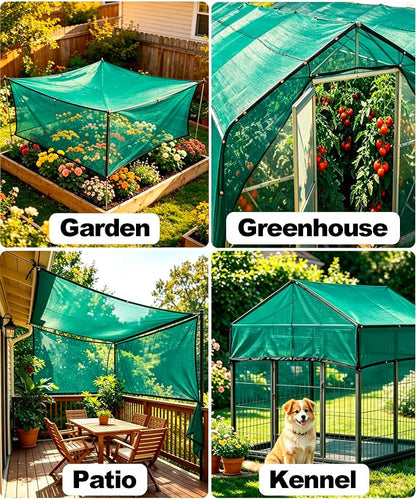40% Green Shade Cloth 12ft x 10ft Sun Shade Netting with Grommets | UV Protected Waterproof Garden Plant Cover for Patio, Pergola, Greenhouse, Chicken Coop, Dog Kennel, Car Barn