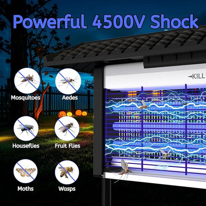 Solar Powered Bug Zapper Outdoor, 4500V Mosquito Trap with 45W Solar Panel, Fly Trap & Mosquito Killer, 8000mAh Battery, IPX5 Waterproof, Covers Up to 4000 Sq.Ft for Patio, Backyard, Garden